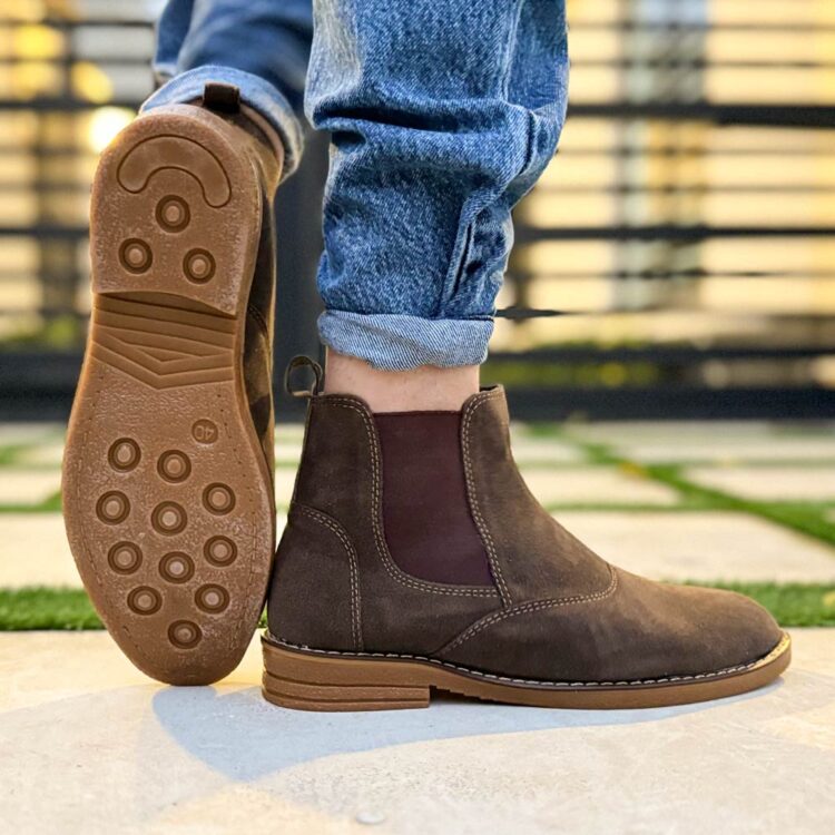 بوت مردانه چلسی قهوه ای کد 23317