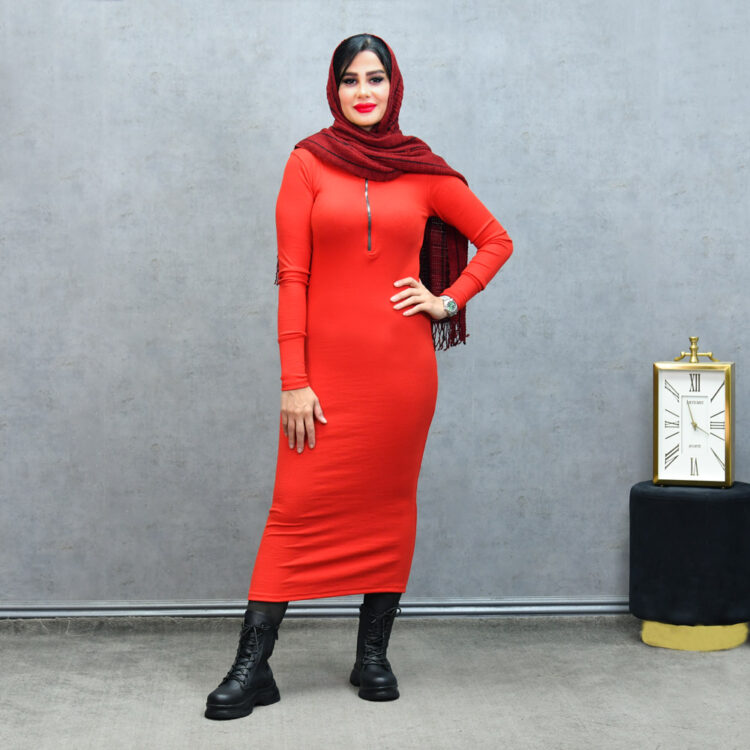 پیراهن بلند نیم زیپ فینگردار  کد 24194