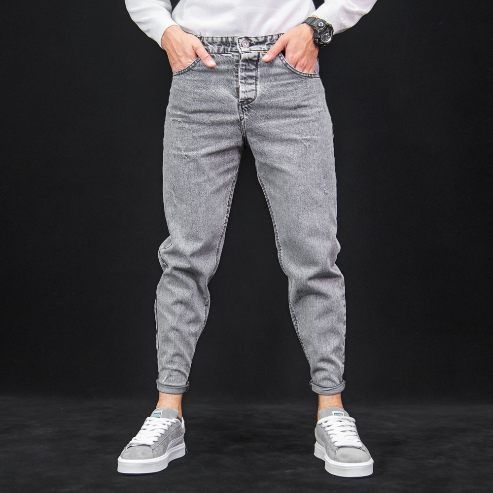 شلوار جین مردانه مام خاکستری کد 24214