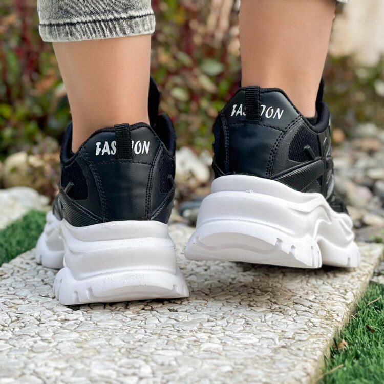 کتانی دخترانه لژ بلند مشکی کد 24373