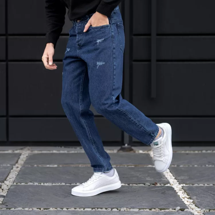 شلوار جین مام مردانه آبی تیره کد 24577