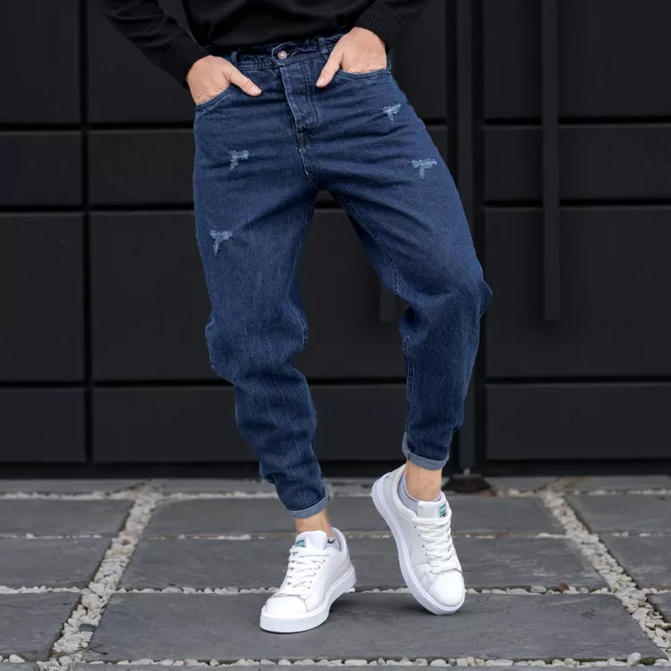 شلوار جین مام مردانه آبی تیره کد 24577