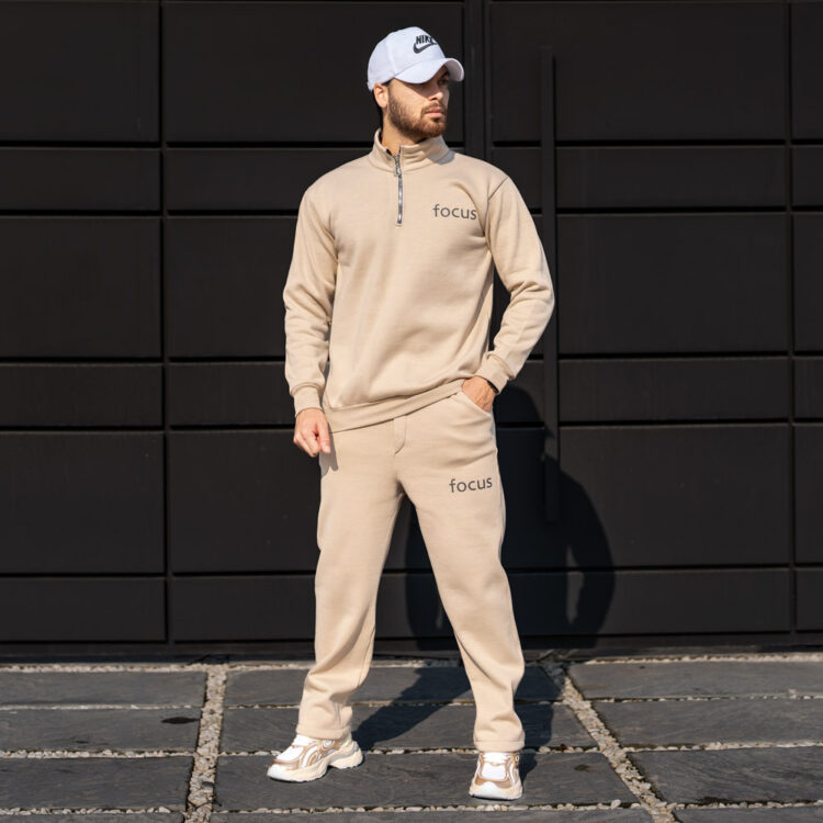 ست تیشرت نیم زیپ و شلوار مردانه focus کد 24587