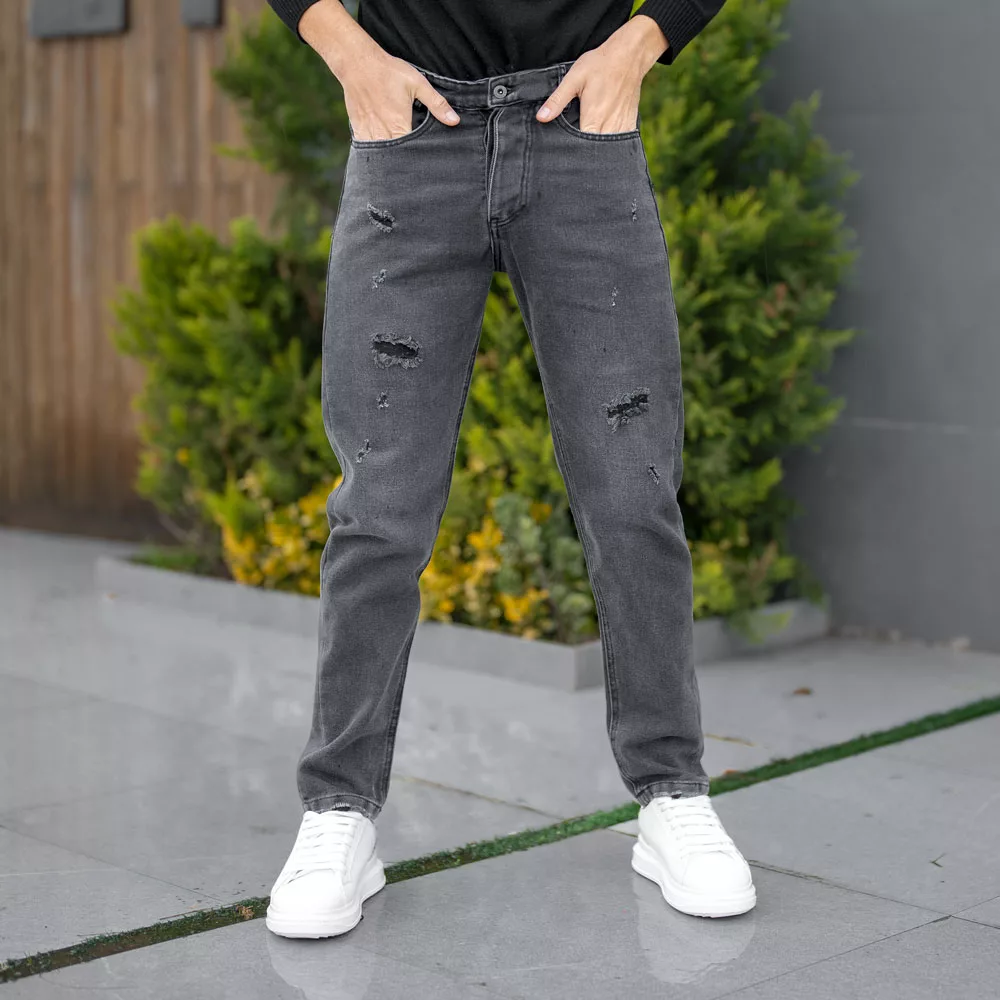 شلوار جین مام مردانه ذغالی کد 24686