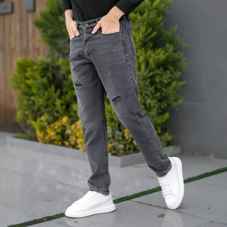 شلوار جین مام مردانه ذغالی کد 24686