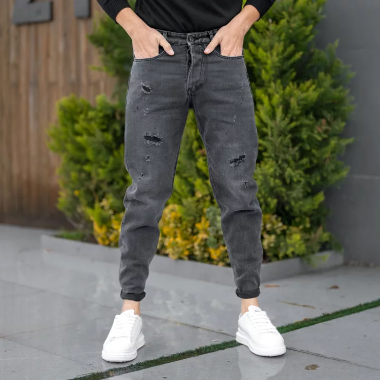 شلوار جین مام مردانه ذغالی کد 24686