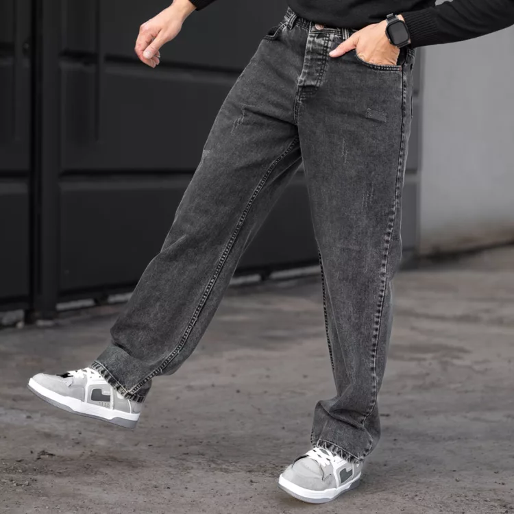 شلوار جین بگ مردانه ذغالی کد 24830