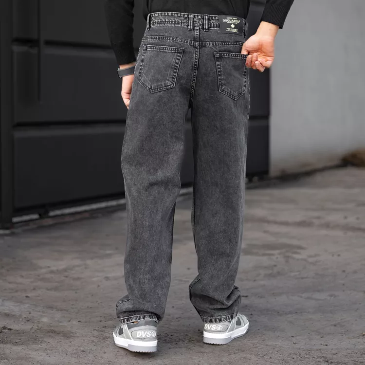 شلوار جین بگ مردانه ذغالی کد 24830