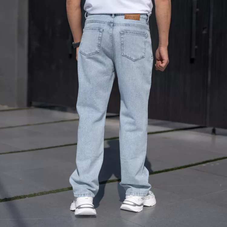 شلوار جین بگ مردانه آبی روشن کد 25203