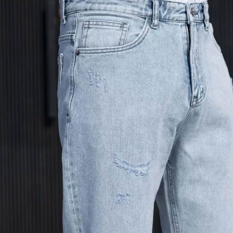 شلوار جین بگ مردانه آبی روشن کد 25203
