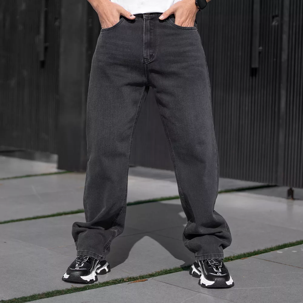 شلوار جین بگ مردانه ذغالی کد 25200