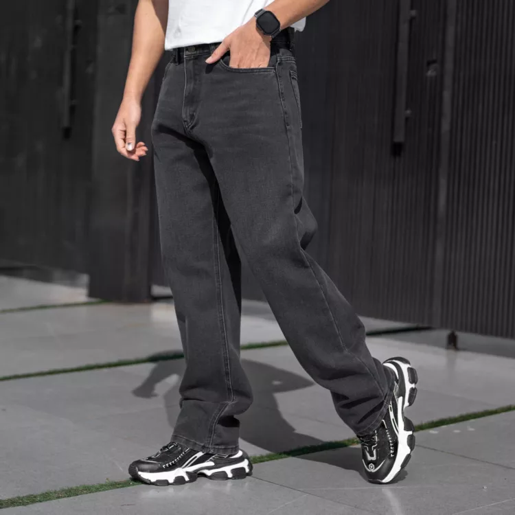 شلوار جین بگ مردانه ذغالی کد 25200