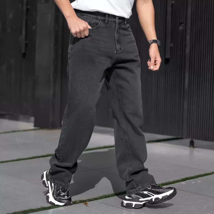 شلوار جین بگ مردانه ذغالی کد 25200