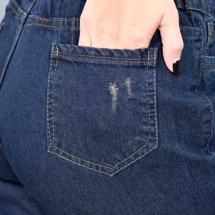 شلوار جین واید لگ دخترانه سرمه ای کد 25089