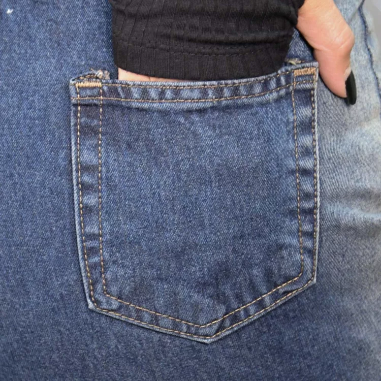 شلوار جین دخترانه وایدلِگ آبی کد 25153