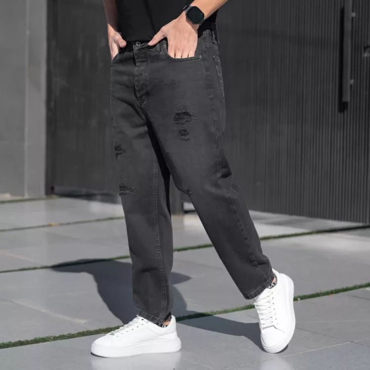 شلوار جین مردانه مام ذغالی کد 25263