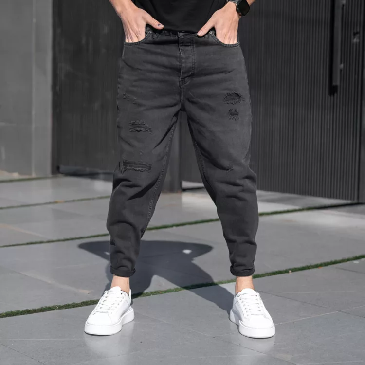 شلوار جین مردانه مام ذغالی کد 25263