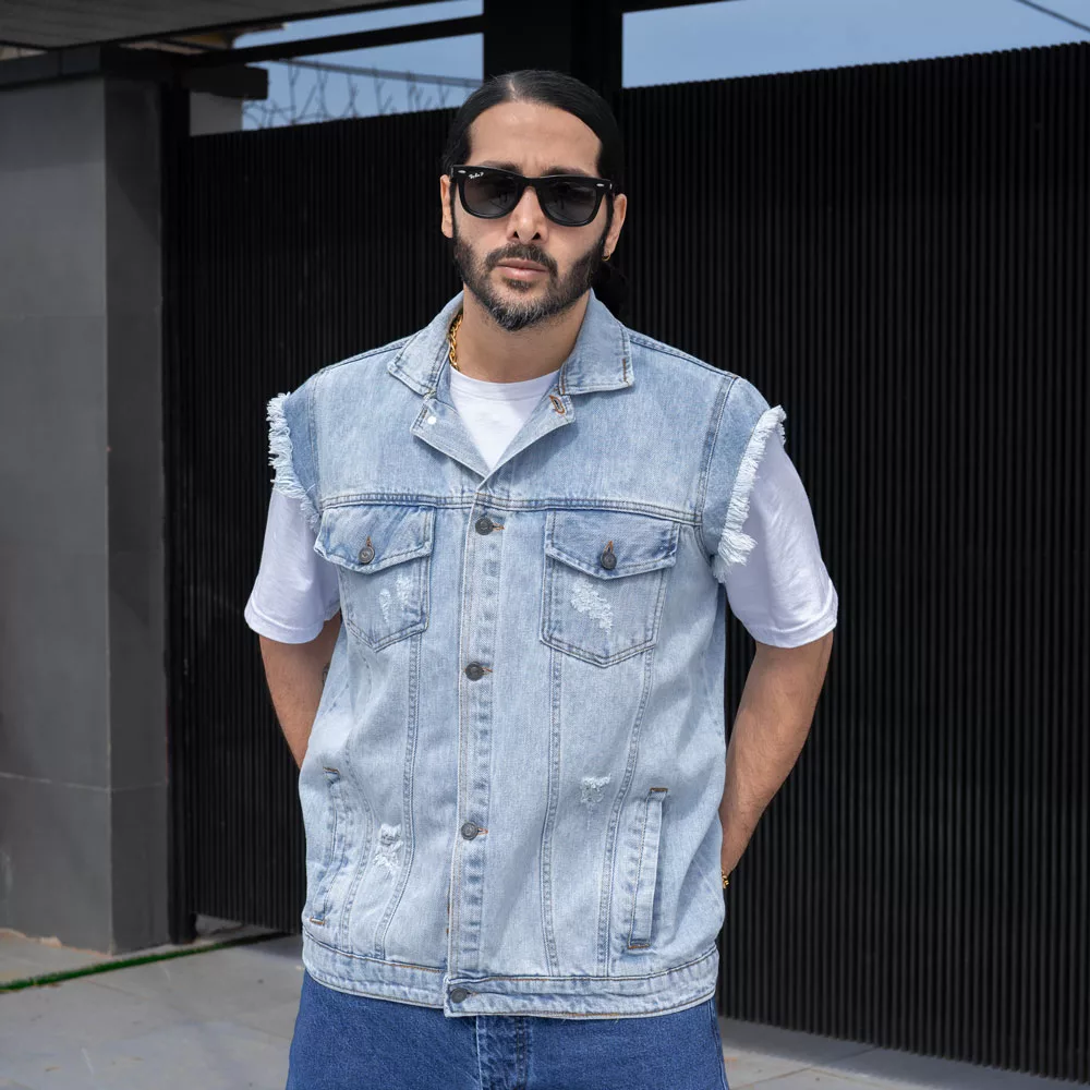 ژیله جین مردانه آبی روشن کد 25402