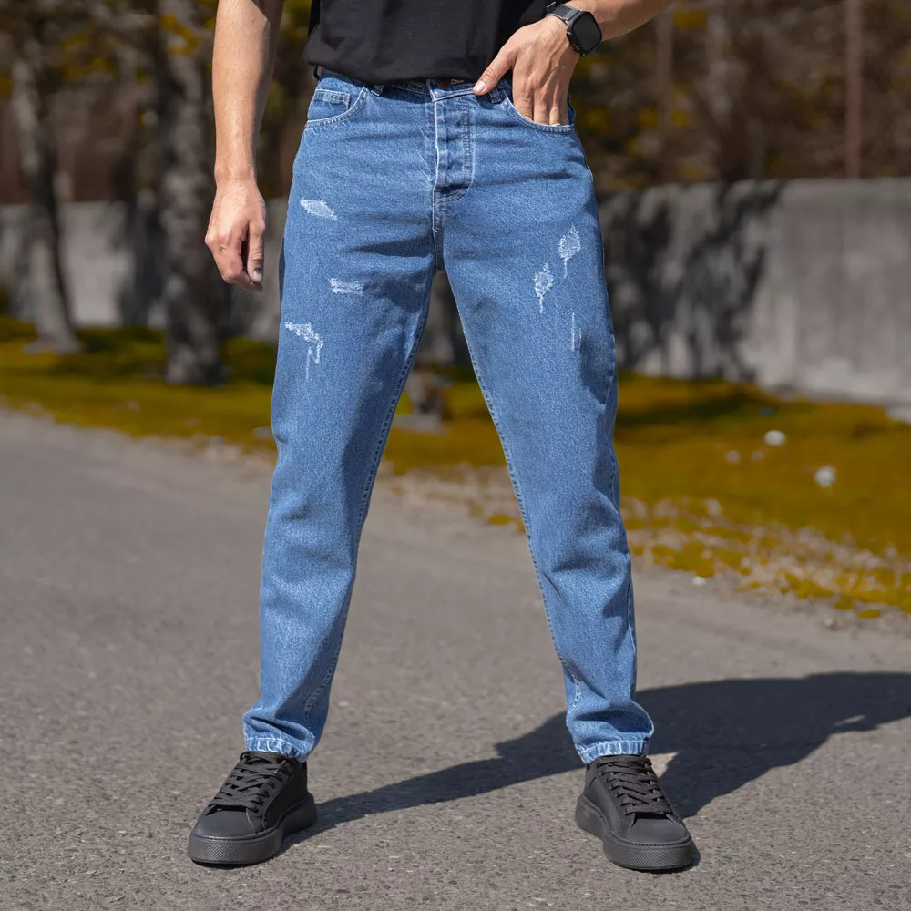 شلوار جین مردانه مام آبی کد 25512