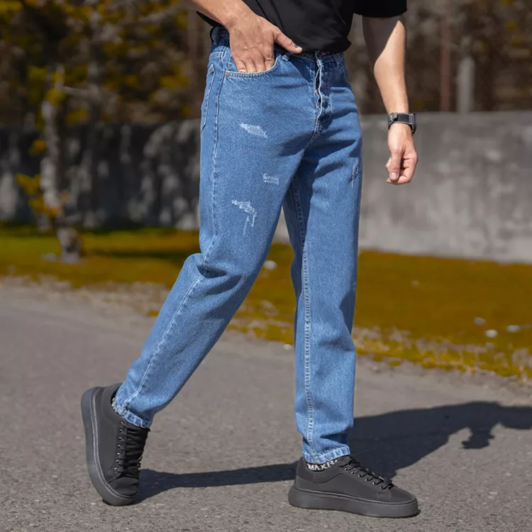 شلوار جین مردانه مام آبی کد 25512