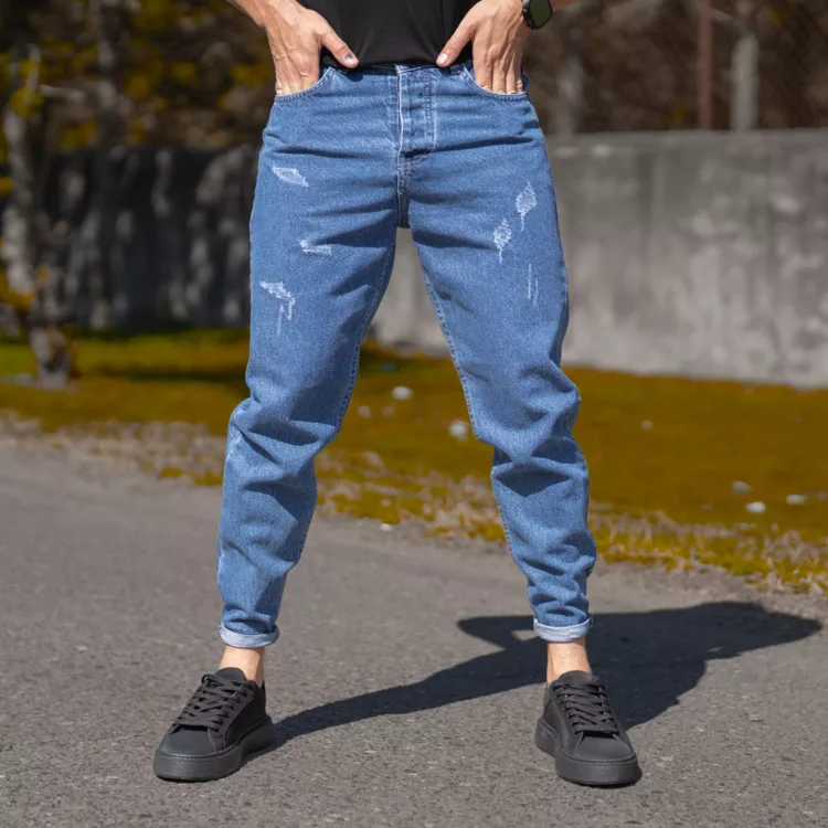 شلوار جین مردانه مام آبی کد 25512