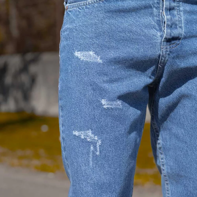 شلوار جین مردانه مام آبی کد 25512