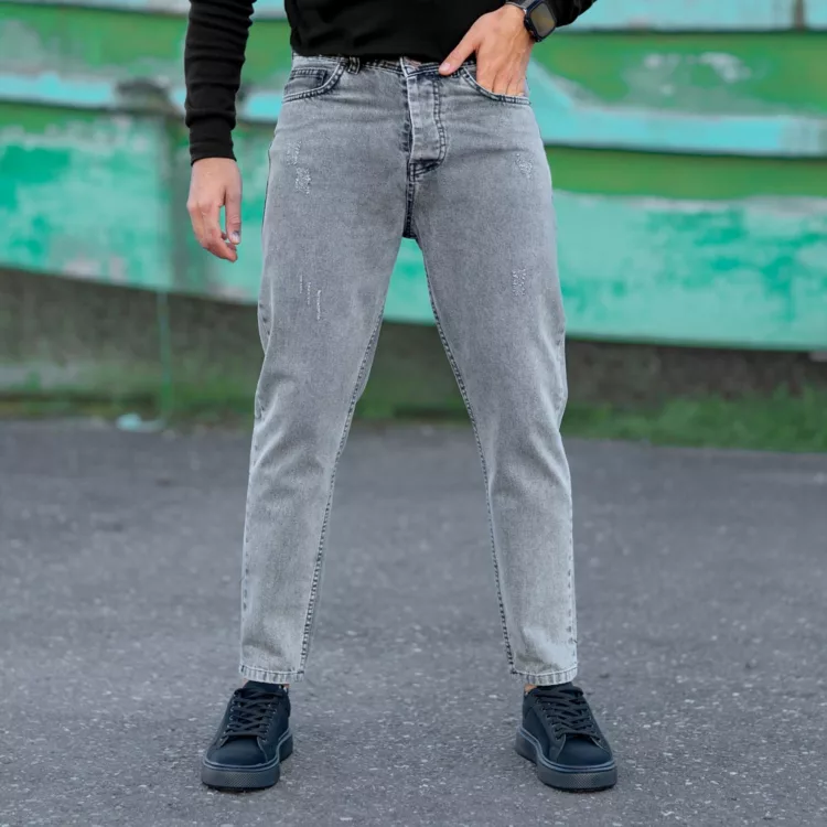 شلوار جین مام مردانه خاکستری کد 25529