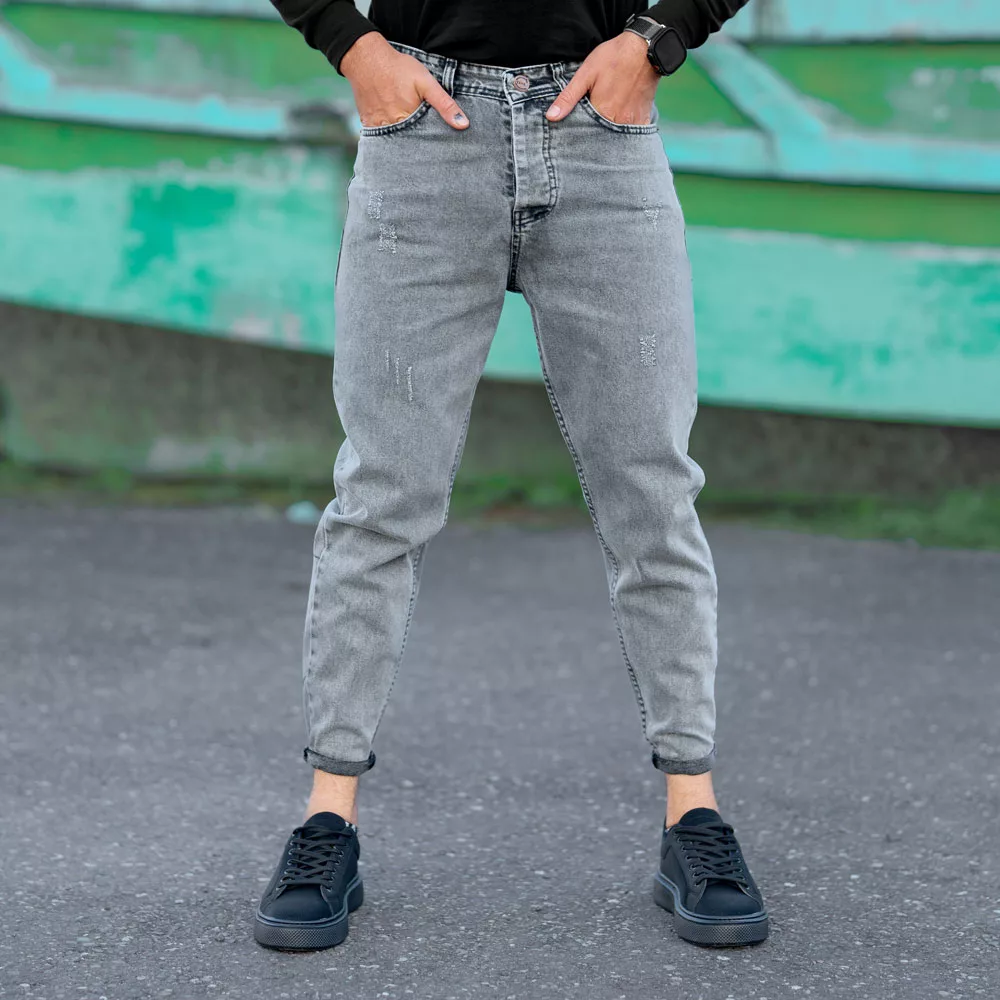 شلوار جین مام مردانه خاکستری کد 25529