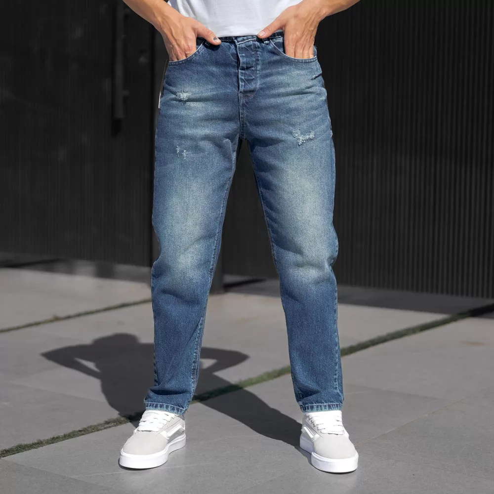 شلوار جین مردانه مام آبی تیره کد 25622