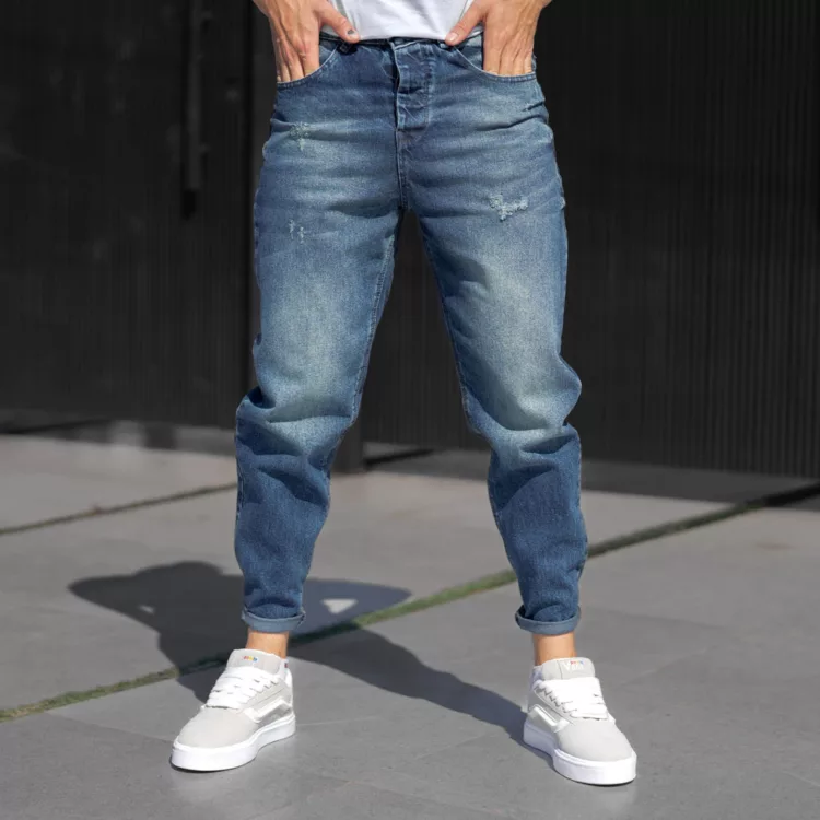 شلوار جین مردانه مام آبی تیره کد 25622