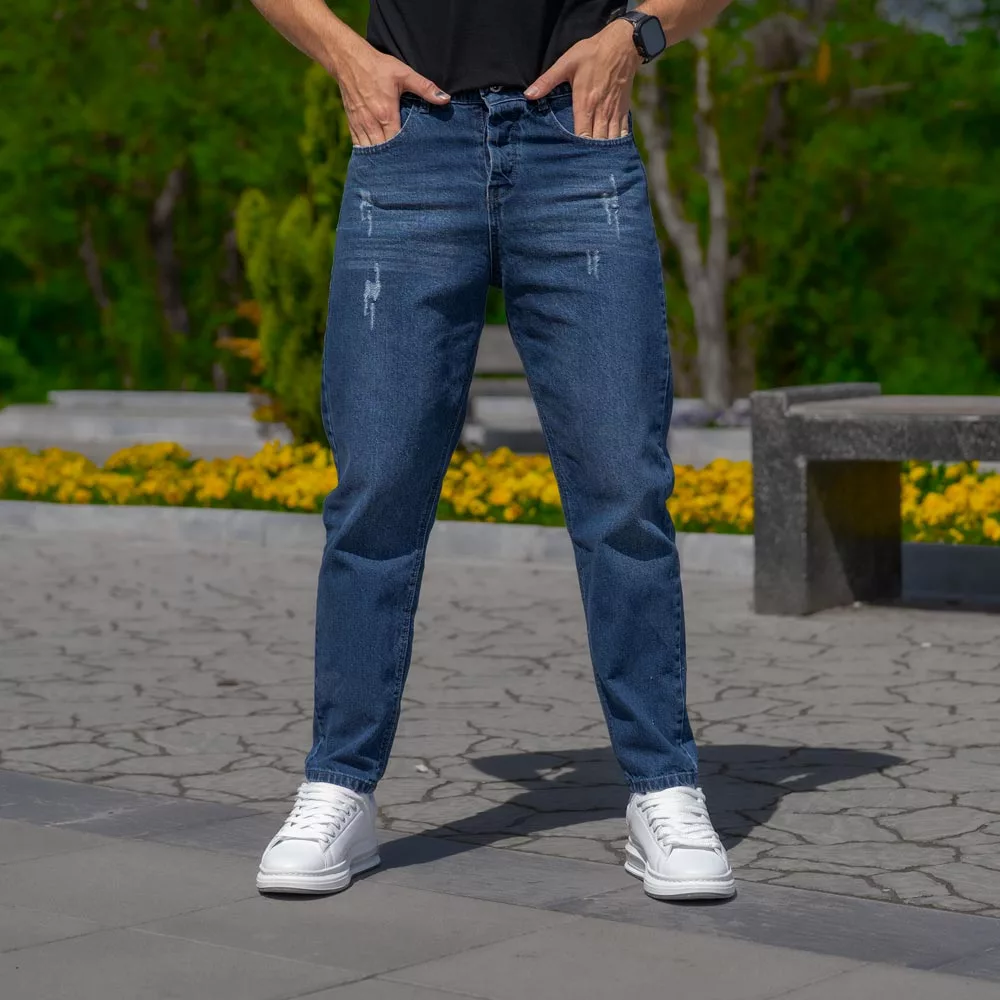 شلوار جین مردانه مام آبی کد 25744