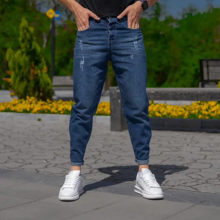 شلوار جین مردانه مام آبی کد 25744