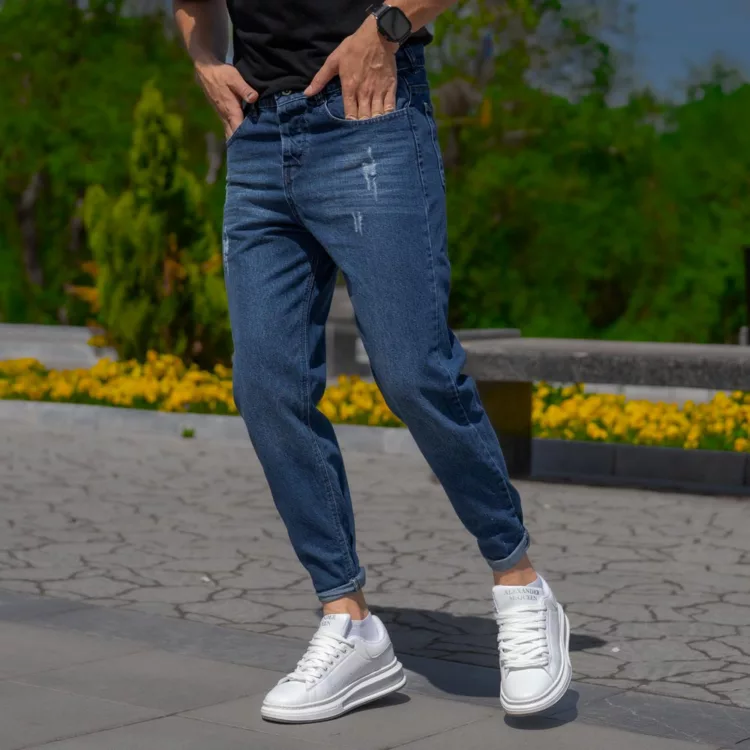 شلوار جین مردانه مام آبی کد 25744