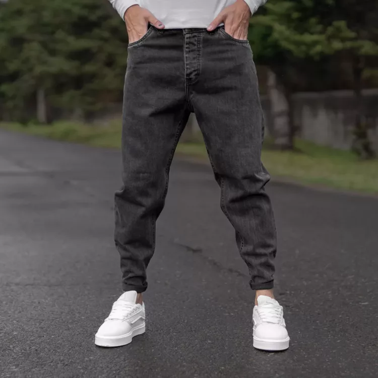 شلوار جین مردانه مام ذغالی کد 25799