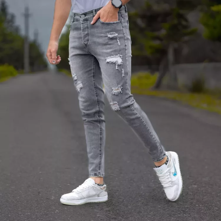 شلوار جین مردانه خاکستری کد 25906