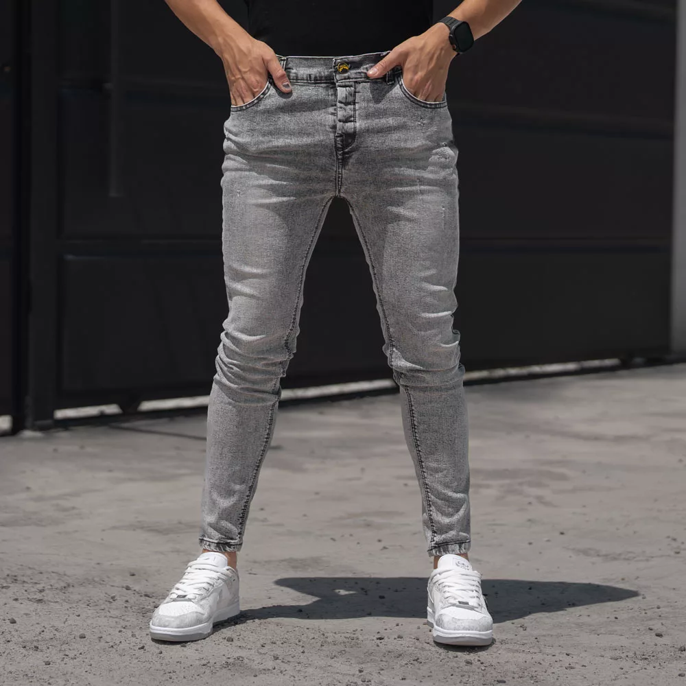 شلوار جین مردانه طوسی روشن کد 26059