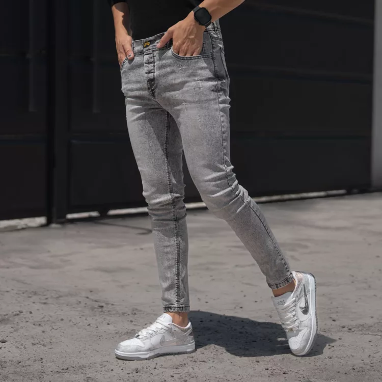 شلوار جین مردانه طوسی روشن کد 26059