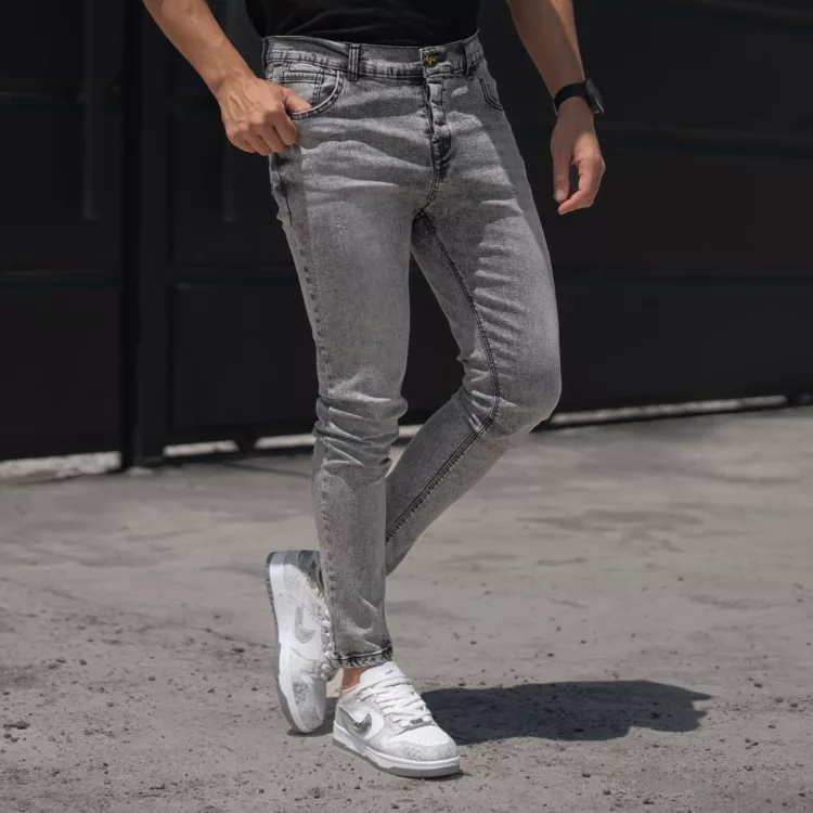 شلوار جین مردانه طوسی روشن کد 26059