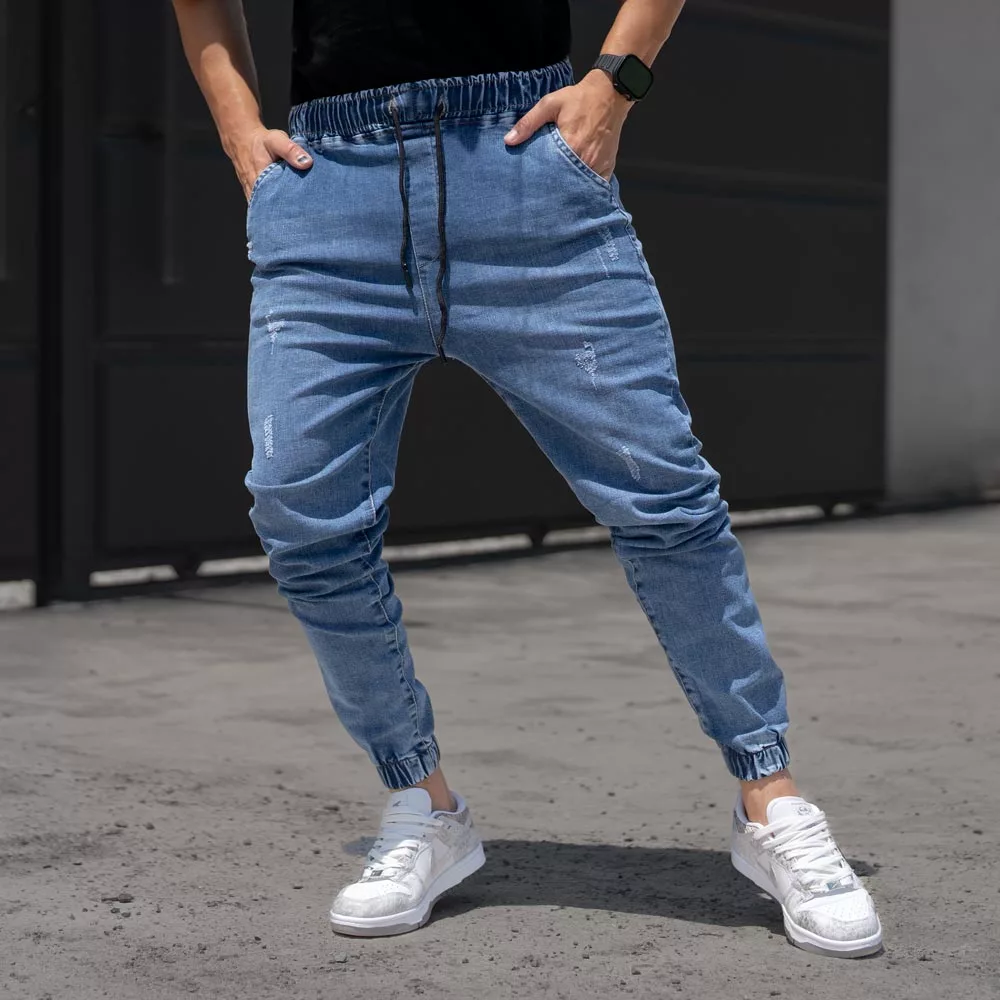 شلوار اسلش جین مردانه آبی کد 26043