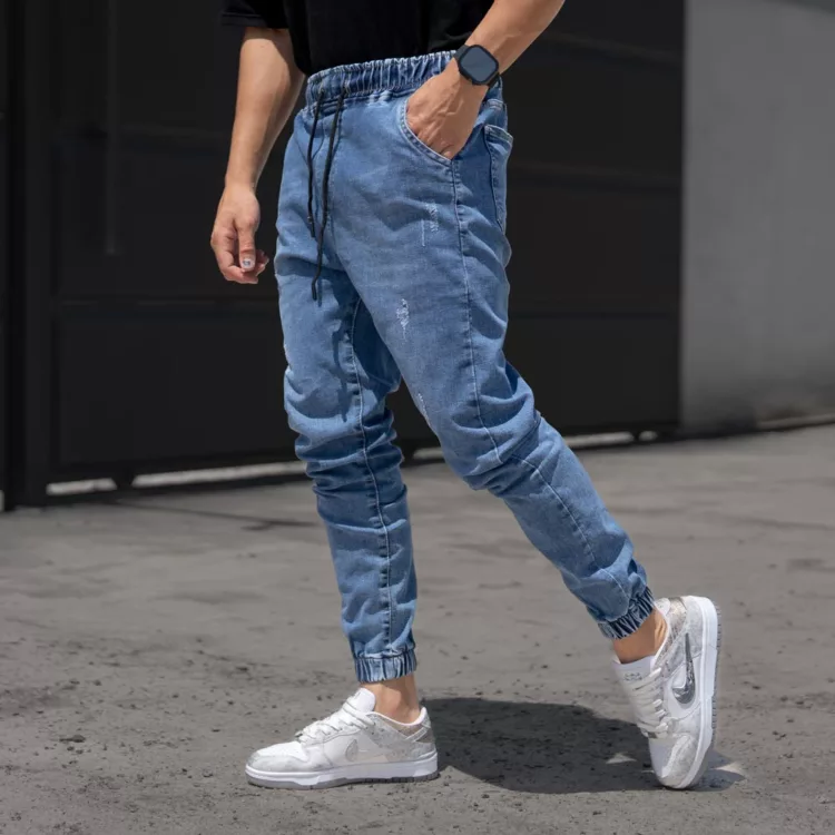 شلوار اسلش جین مردانه آبی کد 26043