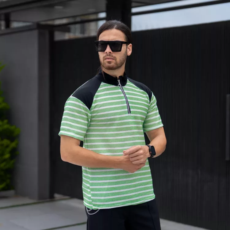 تیشرت مردانه نیم زیپ کد 26074