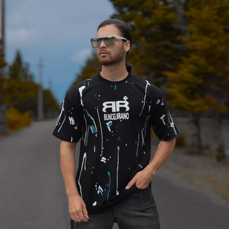 تیشرت مردانه چاپی قواره بزرگ کد 25539