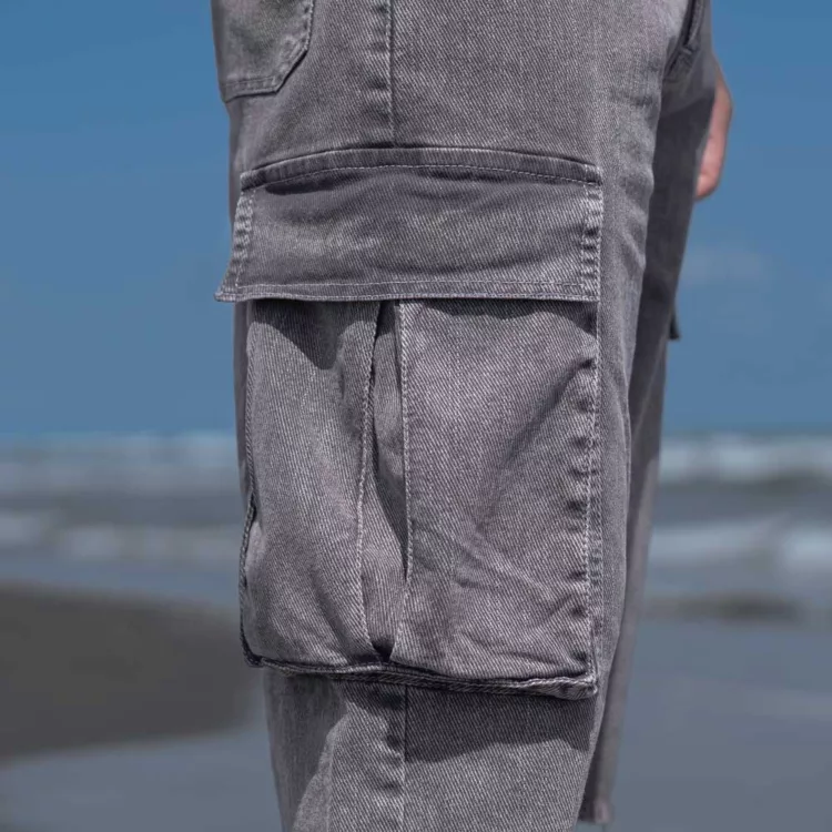 شلوارک جین مردانه خاکستری کد 26496
