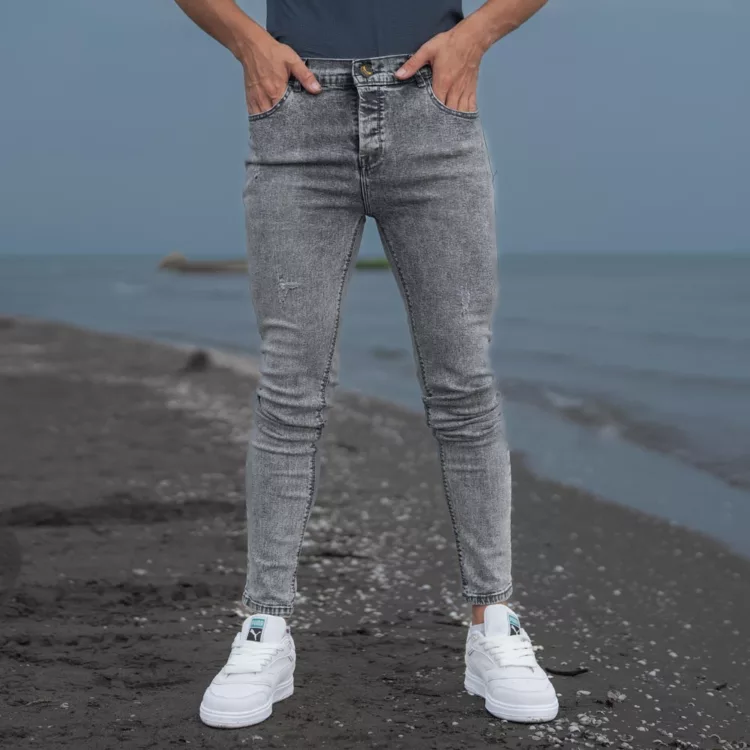 شلوار جین مردانه خاکستری کد 26625