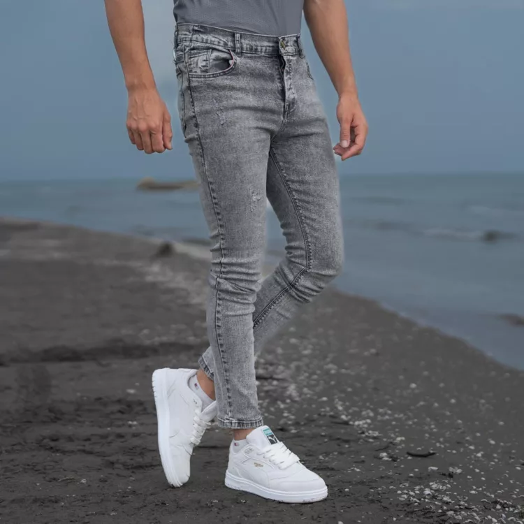 شلوار جین مردانه خاکستری کد 26625