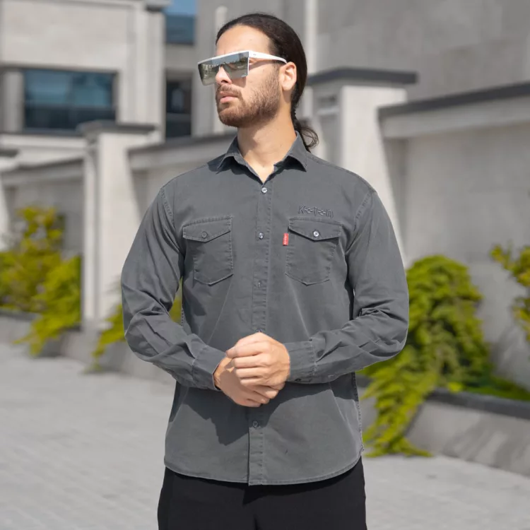 پیراهن مردانه خاکستری کد 27128