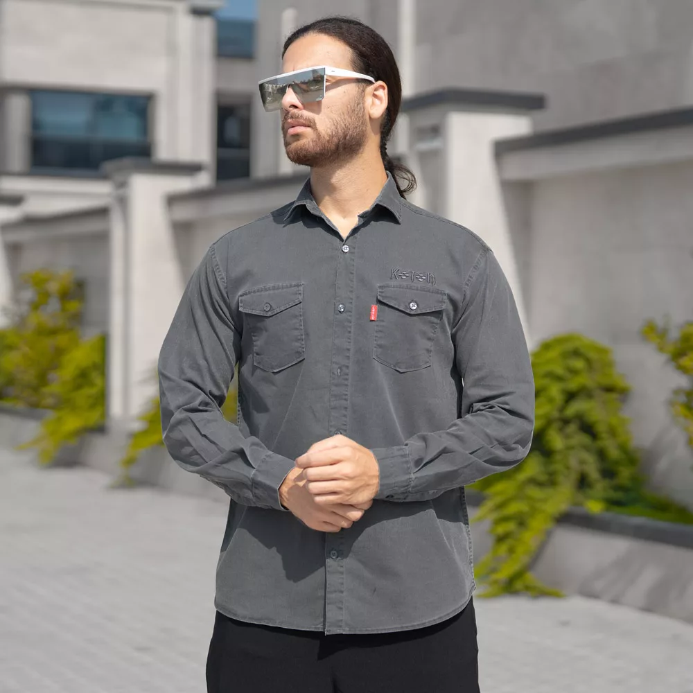 پیراهن مردانه خاکستری کد 27128