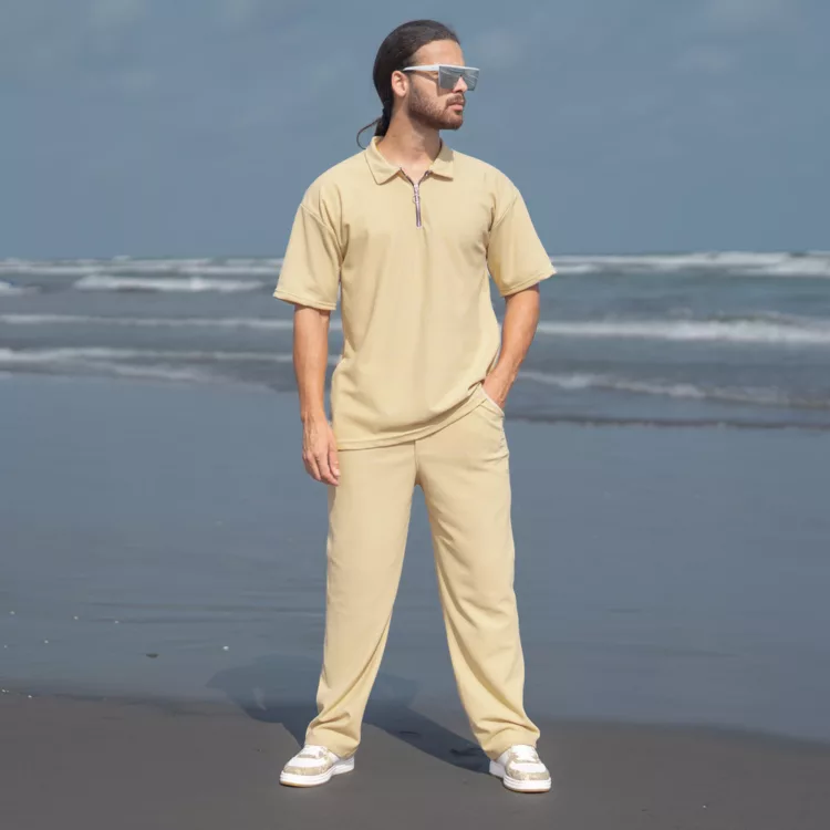 ست تیشرت و شلوار مردانه نیم زیپ کد 26764