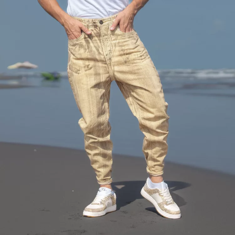 شلوار جین مردانه مام بژ کد 27130