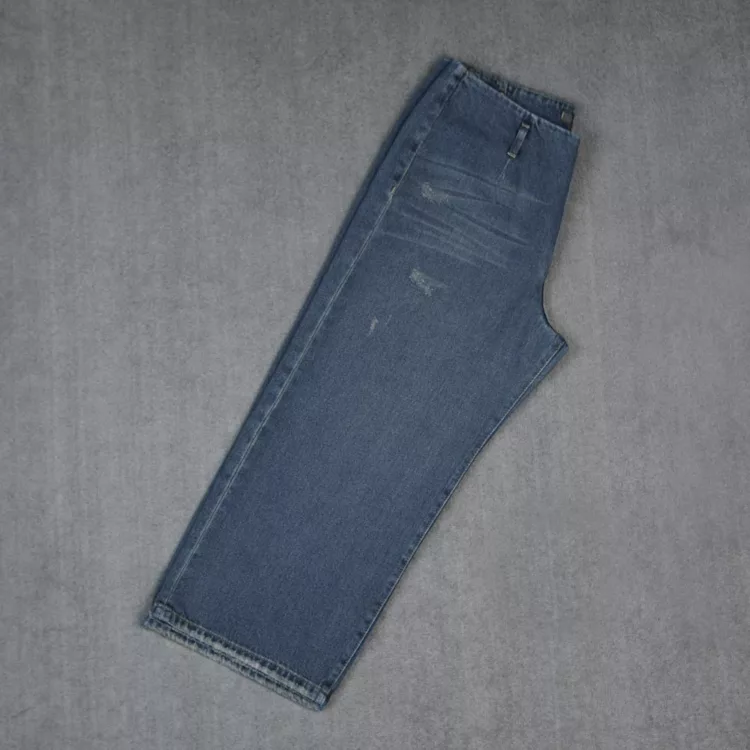 شلوار جین دخترانه واید لگ سرمه ای کد 27103